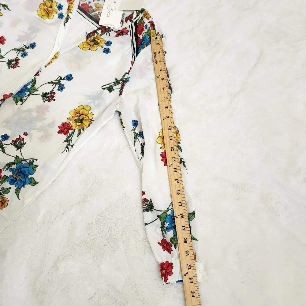 Joie Yaritza B Floral-Print Silk Georgette buttom down Top Size Small